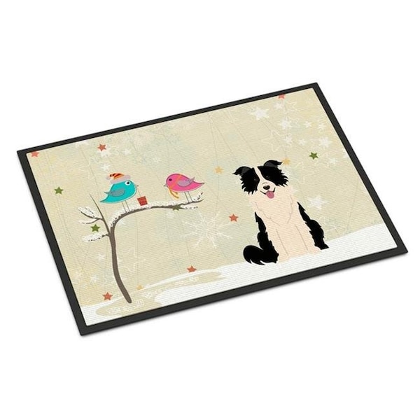 Carolines Treasures BB2590MAT Christmas Presents Between Friends Border Collie Black White Indoor or Outdoor Mat; 18 x 0.25 x 27 in. BB2590MAT - main